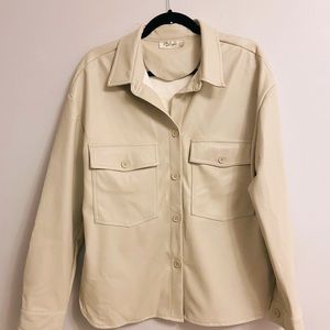 NWOT Faux leather oversized shirt